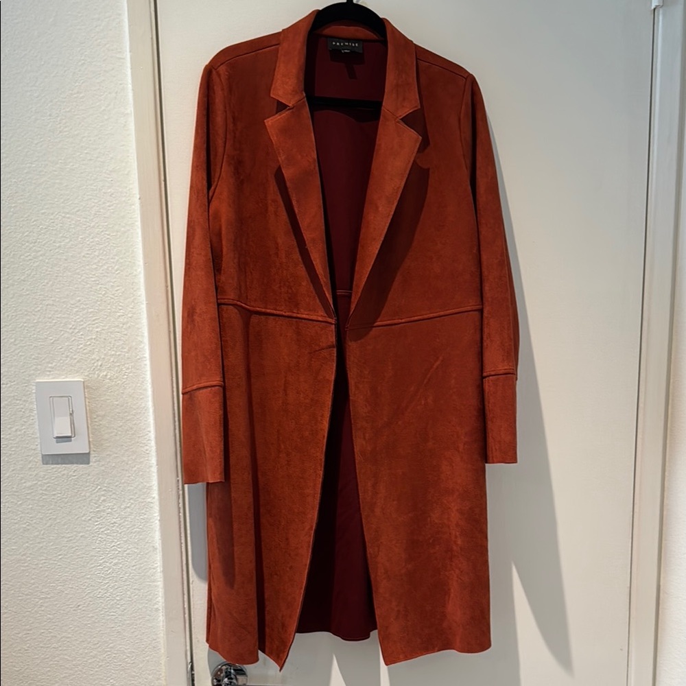 Premise Rust Orange Women's Coat, Large. Never worn. Faux Leather